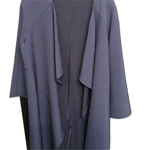 H By HALSTON small navy open front jacket lightweight waterfall front 3/4 length